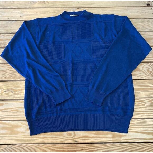 Genelli Mock Neck Silk Sweater Size Large Men’s Blue - Picture 1 of 8